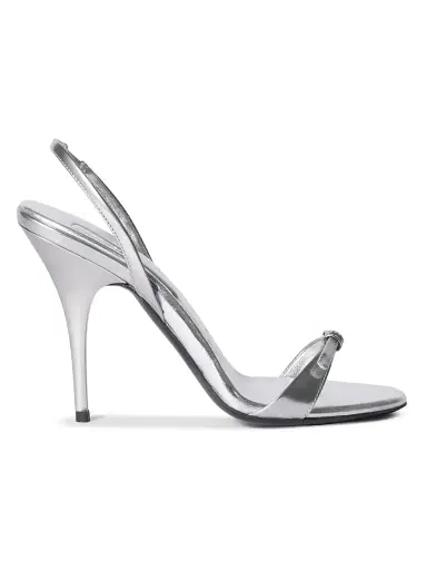 Miu Miu Women's Metallic Leather Sandals - Silver | Thumbnail 1