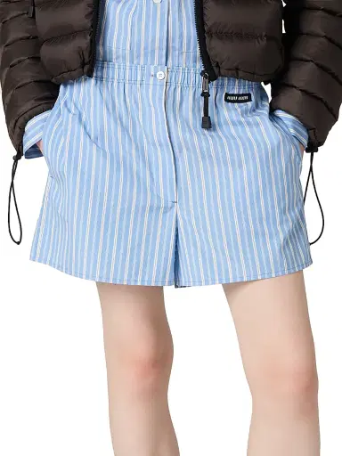 Miu Miu Women's Striped Poplin Boxer Shorts - Blue - Size 0 | Thumbnail 2 Miu Miu Women's Striped Poplin Boxer Shorts - Blue - Size 0 | Thumbnail 2