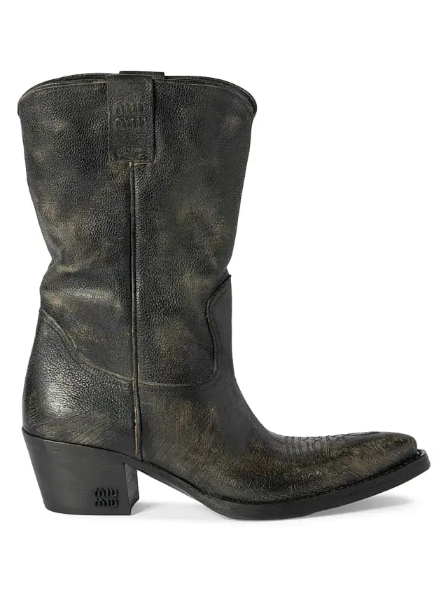 Miu Miu Women's Leather Boots - Dark Grey
