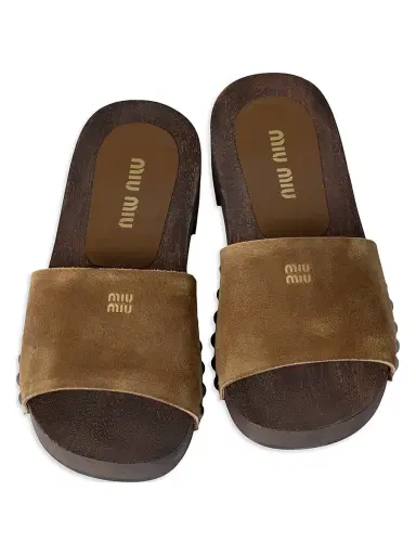 Miu Miu Women's Faded Suede Clogs - Brown - Size 5 | Thumbnail 2