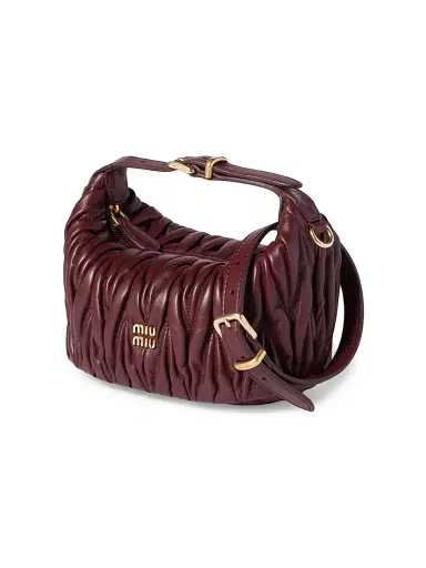 Miu Miu Women's Matelassé Nappa Leather Pouch - Dark Red | Thumbnail 3