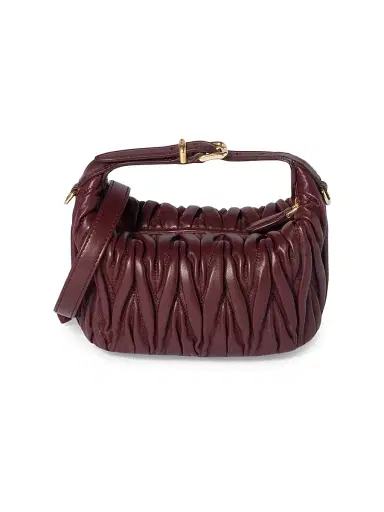 Miu Miu Women's Matelassé Nappa Leather Pouch - Dark Red | Thumbnail 4