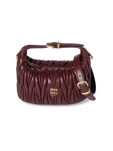 Miu Miu Women's Matelassé Nappa Leather Pouch - Dark Red | Thumbnail 1
