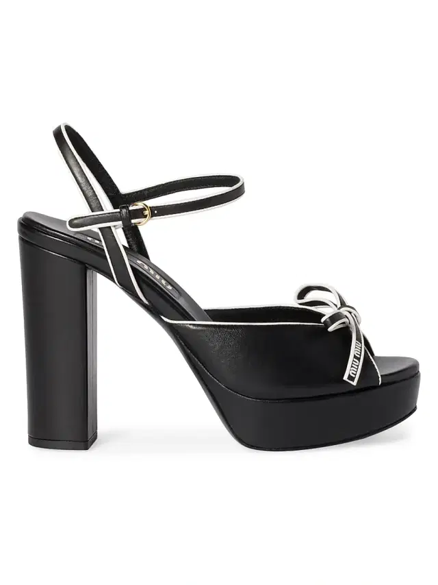 Miu Miu Women's Nappa Leather Platform Sandals - Black