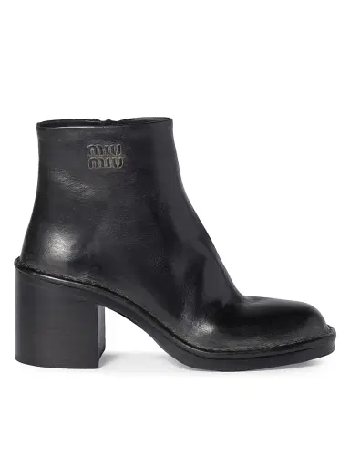 Miu Miu Women's Leather Booties - Black - Size 5 | Thumbnail 1