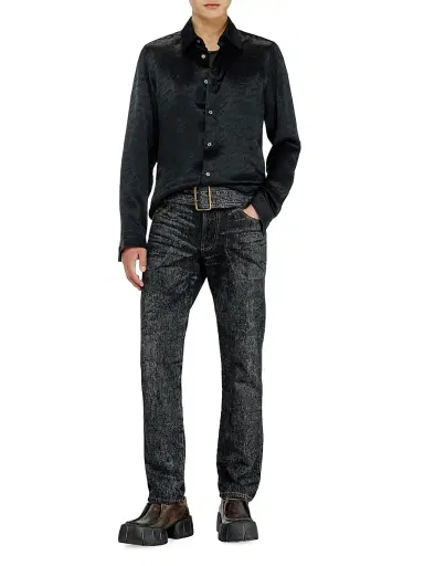 Diesel Men's Kinny Satin Shirt - Black | Thumbnail 2 Diesel Men's Kinny Satin Shirt - Black | Thumbnail 2