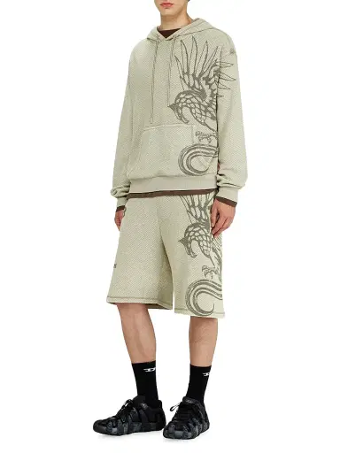Diesel Men's Norm Eagle-Graphic Acid-Wash Mesh Hoodie | Thumbnail 2