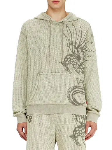 Diesel Men's Norm Eagle-Graphic Acid-Wash Mesh Hoodie | Thumbnail 3