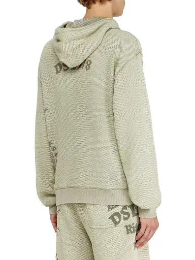 Diesel Men's Norm Eagle-Graphic Acid-Wash Mesh Hoodie | Thumbnail 4