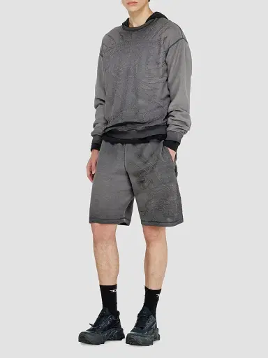Diesel Men's Rawcrow Dévoré Fleece Shorts | Thumbnail 2 Diesel Men's Rawcrow Dévoré Fleece Shorts | Thumbnail 2