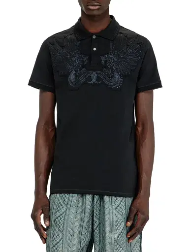 Diesel Men's Phen Embroidered Polo Shirt - Offwhite Black | Thumbnail 3 Diesel Men's Phen Embroidered Polo Shirt - Offwhite Black | Thumbnail 3