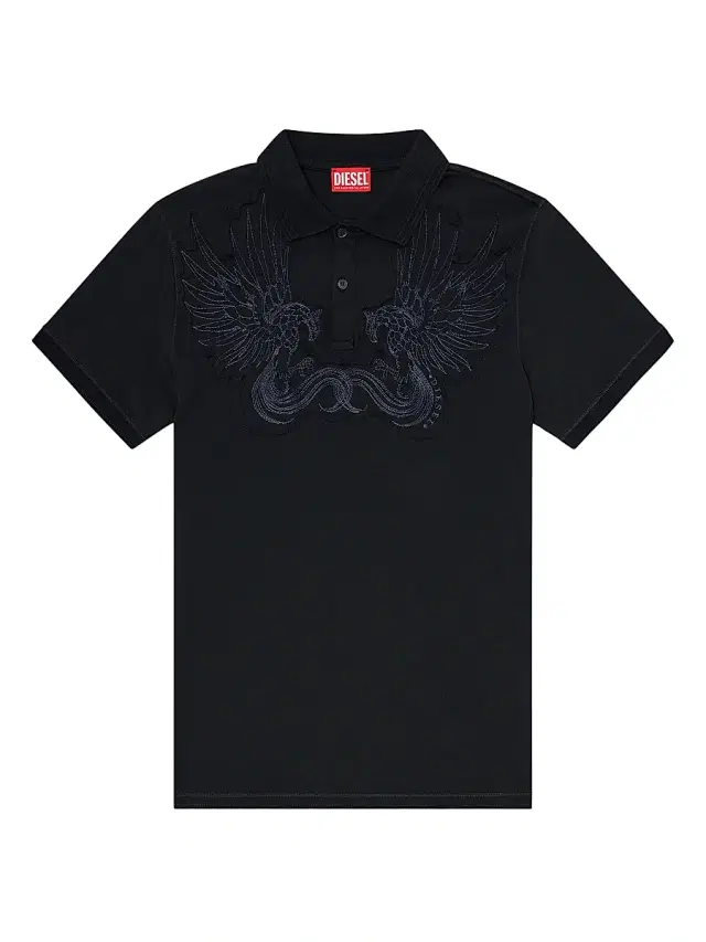 Diesel Men's Phen Embroidered Polo Shirt - Offwhite Black