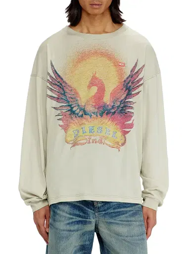 Diesel Men's Phoenix Graphic Cotton Shirt - Natural | Thumbnail 3 Diesel Men's Phoenix Graphic Cotton Shirt - Natural | Thumbnail 3