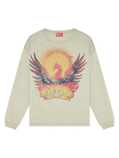 Diesel Men's Phoenix Graphic Cotton Shirt - Natural | Thumbnail 1 Diesel Men's Phoenix Graphic Cotton Shirt - Natural | Thumbnail 1