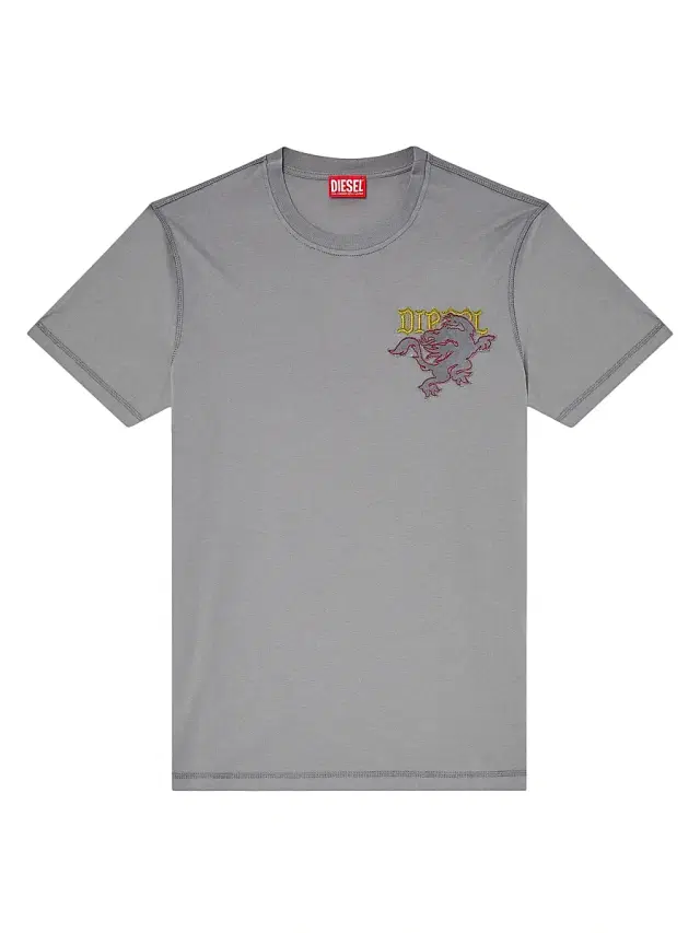 Diesel Men's Logo-Embroidered Cotton Jersey T-Shirt - Pale Grey