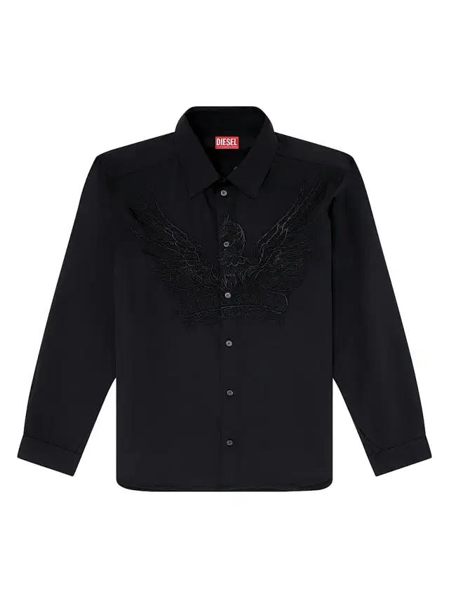 Diesel Men's Embroidered Cotton Overshirt - Black