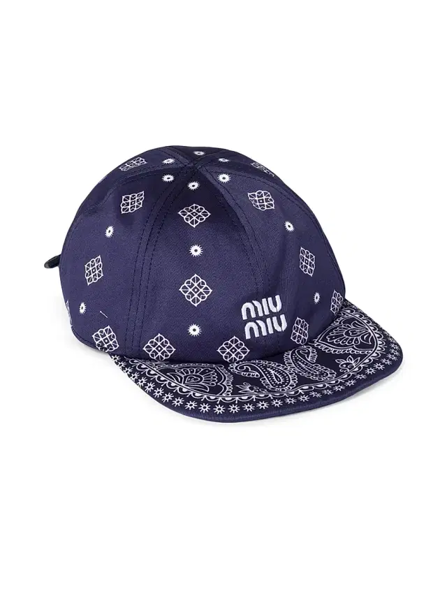 Miu Miu Women's Printed Cotton Baseball Cap - Blue
