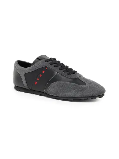 Marni Men's Logo Leather Low-Top Sneakers - Black Dark Grey - Size 13 | Thumbnail 2