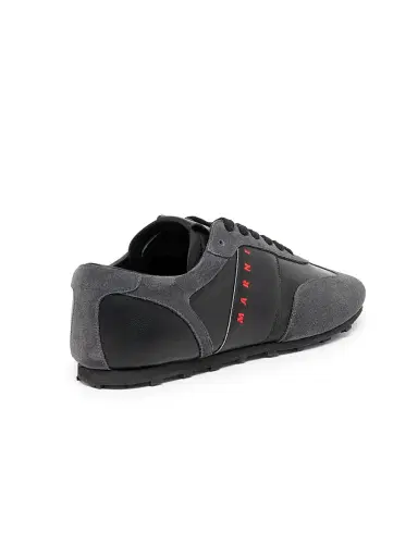 Marni Men's Logo Leather Low-Top Sneakers - Black Dark Grey - Size 13 | Thumbnail 3