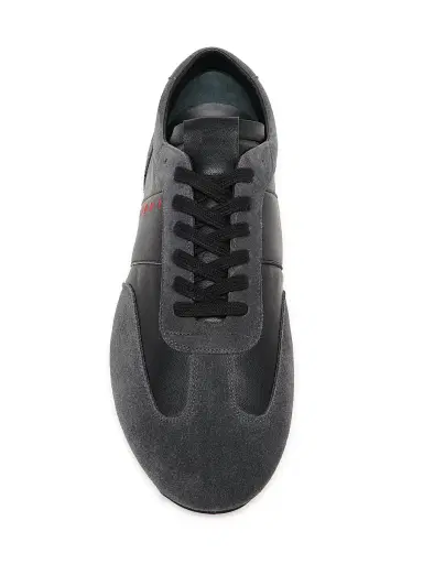Marni Men's Logo Leather Low-Top Sneakers - Black Dark Grey - Size 13 | Thumbnail 4