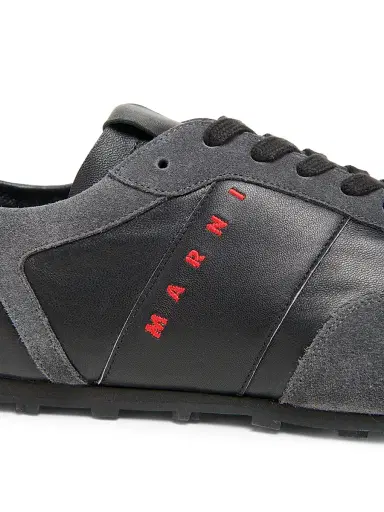 Marni Men's Logo Leather Low-Top Sneakers - Black Dark Grey - Size 13 | Thumbnail 5