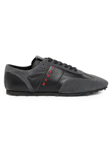 Marni Men's Logo Leather Low-Top Sneakers - Black Dark Grey - Size 13 | Thumbnail 1