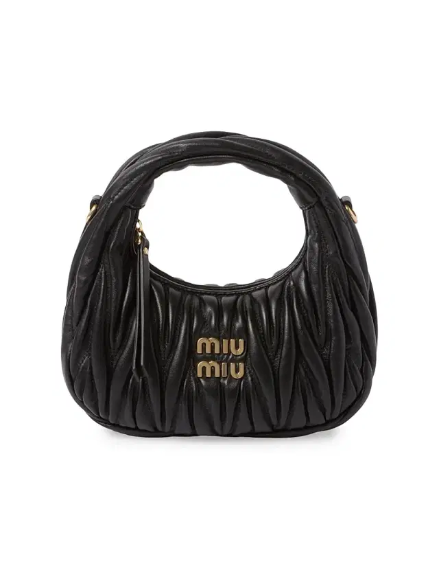 Miu Miu Women's Wander Matelasse Nappa Leather Hobo Mini Bag - Black