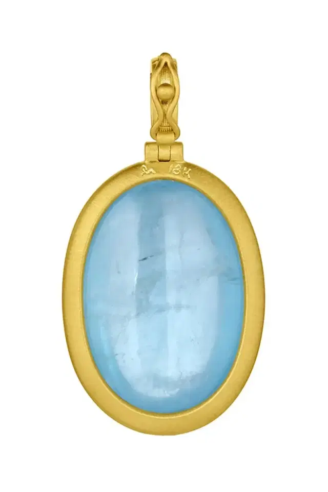 LEIGH MAXWELL Aqua Cabochon Large Oval Pendant