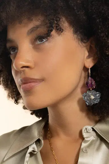LISA NIK Aquamarine Rubellite Flower Earrings | Thumbnail 2 LISA NIK Aquamarine Rubellite Flower Earrings | Thumbnail 2