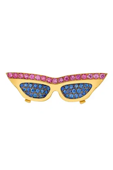 EDINA KISS Blue Pink Sapphire Large Sunglasses Pendant | Thumbnail 1
