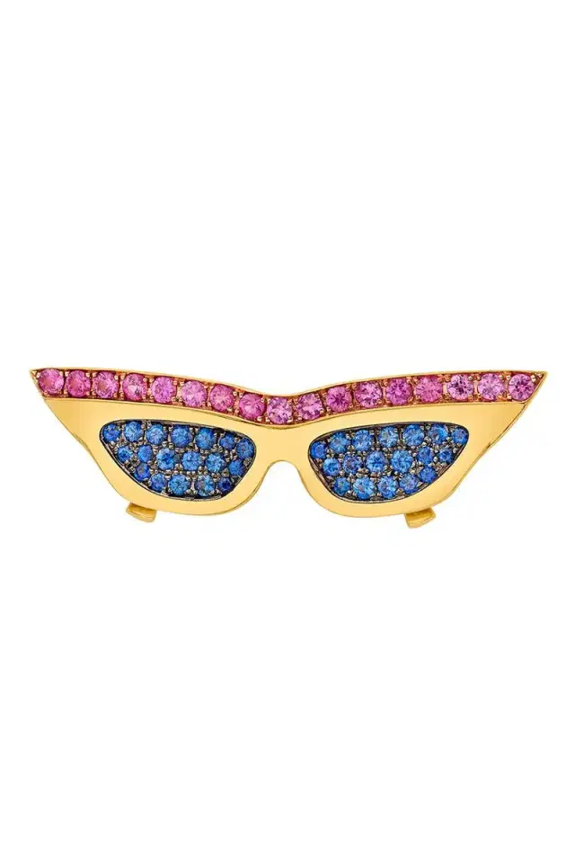 EDINA KISS Blue Pink Sapphire Large Sunglasses Pendant