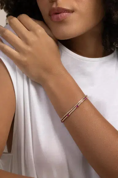 ROBERTO DEMEGLIO Brown Diamond Stretch Tennis Bracelet | Thumbnail 3