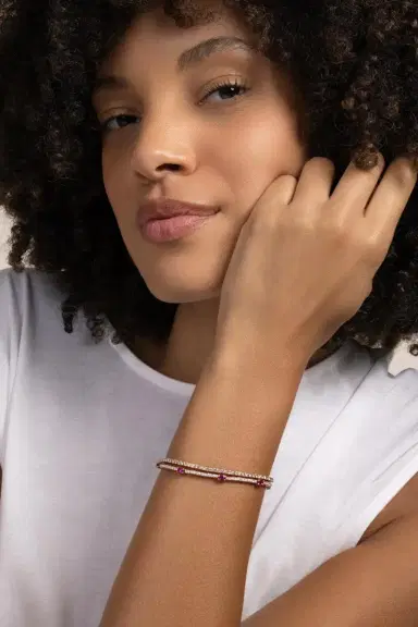 ROBERTO DEMEGLIO Brown Diamond Stretch Tennis Bracelet | Thumbnail 4