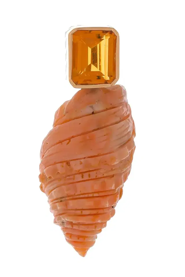 DEZSO BY SARA BELTRAN Carved Coral Citrine Charm