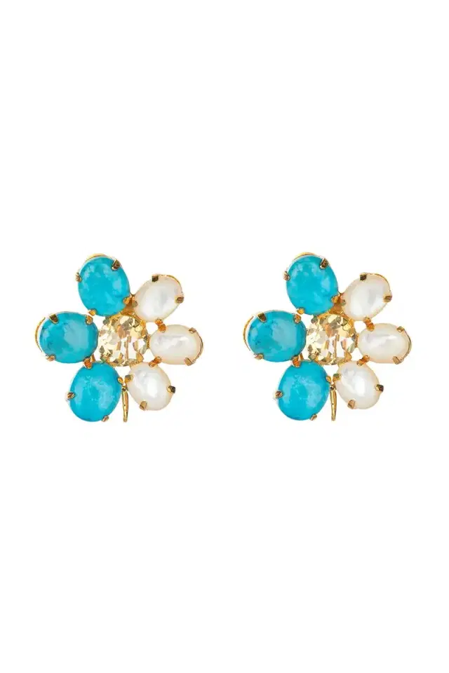BOUNKIT JEWELRY Citrine Pearl Flower Earrings