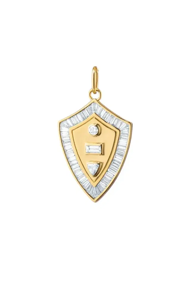 MONICA RICH KOSANN Diamond "Fearless" Shield Pendant