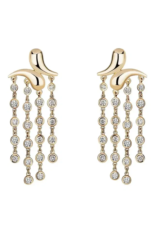 Mason and Books Diamond Boomerang Tassel Drop Earrings