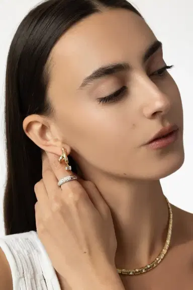 KWIAT Diamond Cobblestone Crossover Earrings | Thumbnail 2