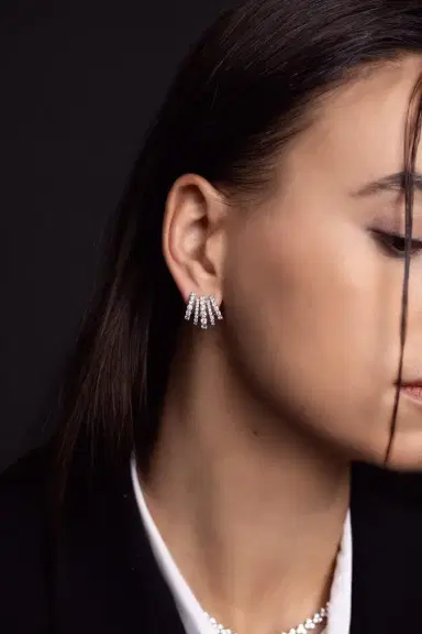KWIAT Diamond Five Row Ear Cuff Earrings - White Gold | Thumbnail 2