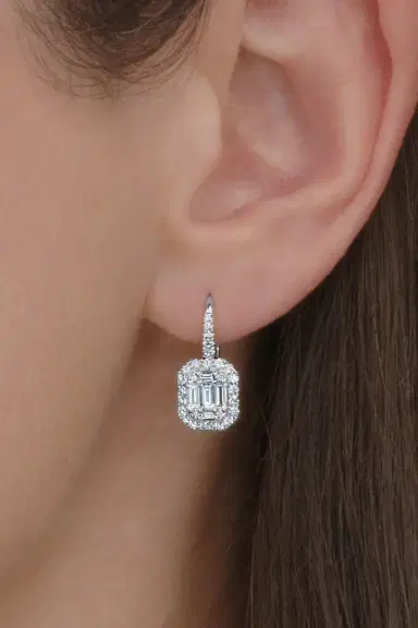 KWIAT Diamond Halo Sunburst Drop Earrings | Thumbnail 2