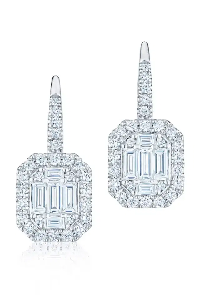 KWIAT Diamond Halo Sunburst Drop Earrings
