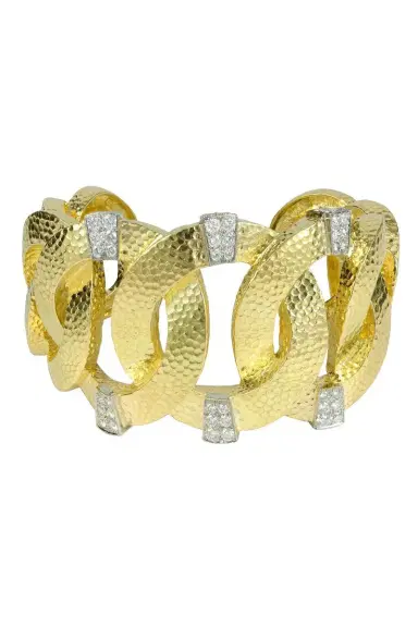 DAVID WEBB Diamond Hammered Athena Cuff Bracelet | Thumbnail 1