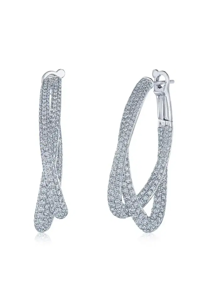 KWIAT Diamond Pave Moonlight Crossover Hoop Earrings