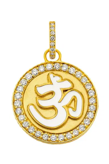 BUDDHA MAMA Diamond White Om Coin Pendant | Thumbnail 1