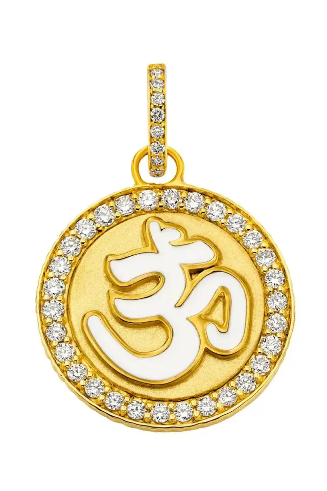 BUDDHA MAMA Diamond White Om Coin Pendant