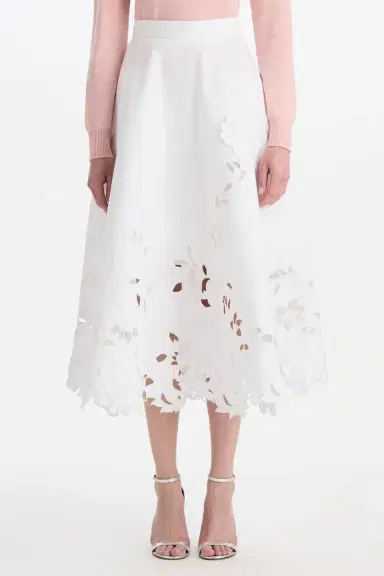 Oscar de la Renta Embroidered Floral Circle Midi Skirt | Thumbnail 2 Oscar de la Renta Embroidered Floral Circle Midi Skirt | Thumbnail 2