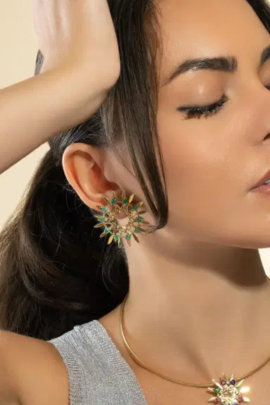 CAROL KAUFFMANN Emerald Large Mandala Hoop Earrings | Thumbnail 3 CAROL KAUFFMANN Emerald Large Mandala Hoop Earrings | Thumbnail 3