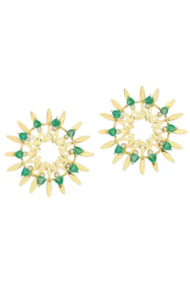 CAROL KAUFFMANN Emerald Large Mandala Hoop Earrings | Thumbnail 1 CAROL KAUFFMANN Emerald Large Mandala Hoop Earrings | Thumbnail 1