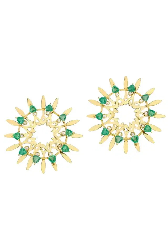 CAROL KAUFFMANN Emerald Large Mandala Hoop Earrings