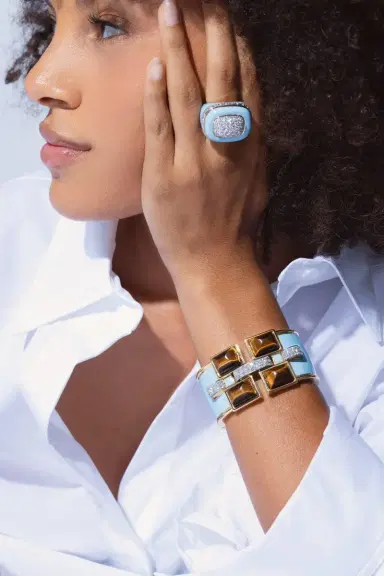 DAVID WEBB Four Stone Bastille Cuff Bracelet | Thumbnail 2 DAVID WEBB Four Stone Bastille Cuff Bracelet | Thumbnail 2